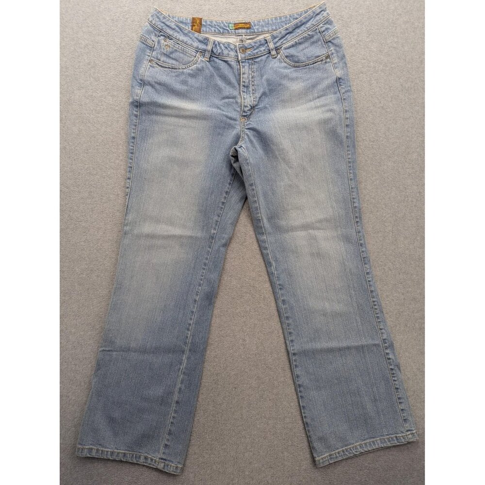 Wrangler Aura Jeans Womens 14 Petite Light Wash Bootcut Midrise Stretch Denim